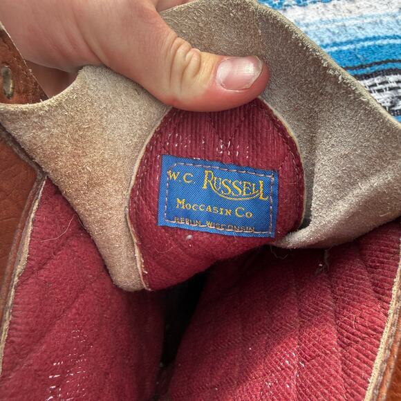 Men’s Vintage W.C Russell Moccasin Sheep Hunter Leather Quilted Lined Boots 10.5 main image 8